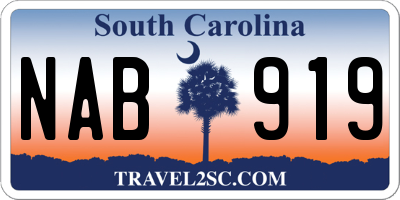 SC license plate NAB919
