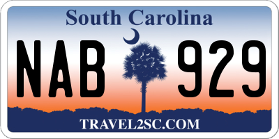 SC license plate NAB929