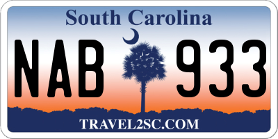 SC license plate NAB933