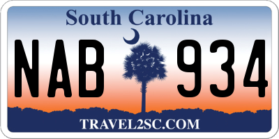 SC license plate NAB934