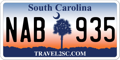 SC license plate NAB935