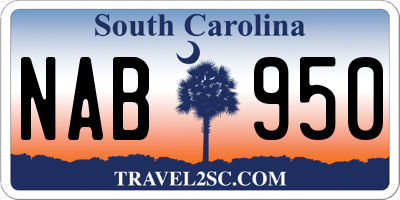 SC license plate NAB950