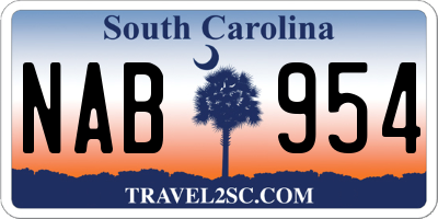 SC license plate NAB954