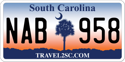 SC license plate NAB958