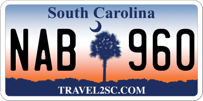 SC license plate NAB960