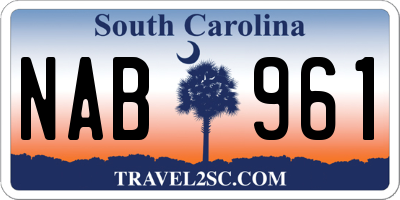 SC license plate NAB961