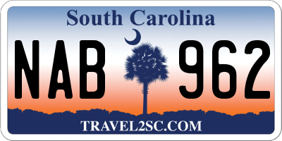 SC license plate NAB962