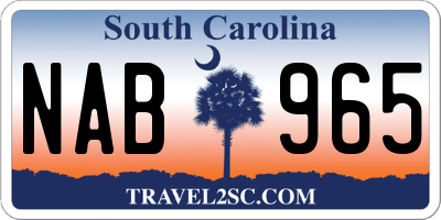 SC license plate NAB965
