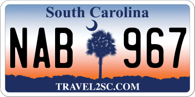SC license plate NAB967