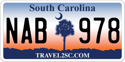 SC license plate NAB978
