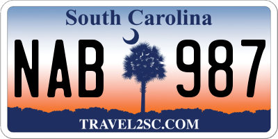 SC license plate NAB987