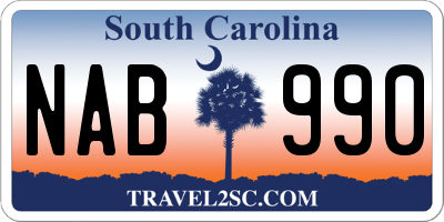 SC license plate NAB990