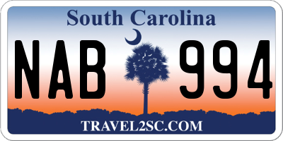 SC license plate NAB994