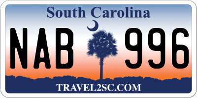 SC license plate NAB996