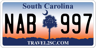 SC license plate NAB997