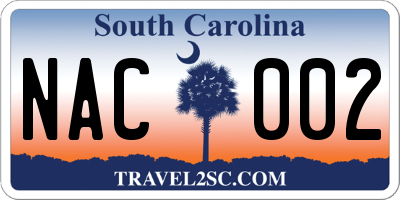SC license plate NAC002