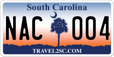 SC license plate NAC004