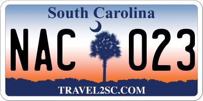 SC license plate NAC023