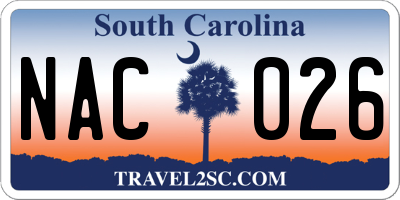 SC license plate NAC026