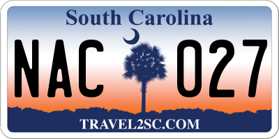 SC license plate NAC027