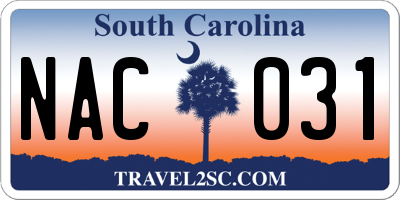 SC license plate NAC031