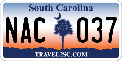 SC license plate NAC037