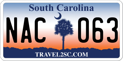 SC license plate NAC063