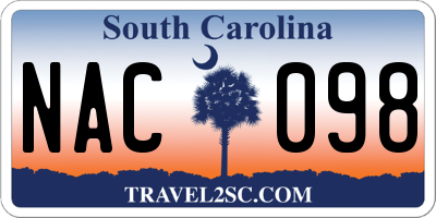 SC license plate NAC098