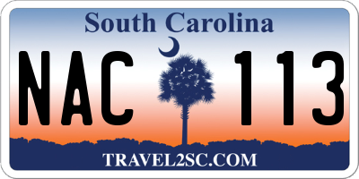 SC license plate NAC113