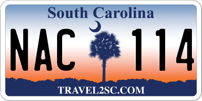 SC license plate NAC114