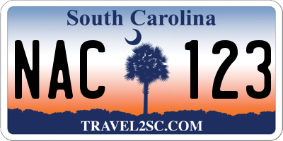SC license plate NAC123