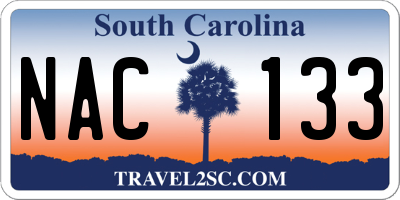 SC license plate NAC133