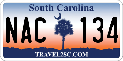SC license plate NAC134