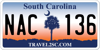SC license plate NAC136