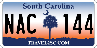 SC license plate NAC144