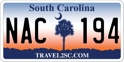 SC license plate NAC194