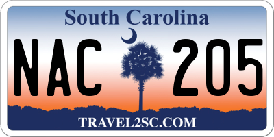 SC license plate NAC205