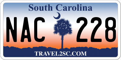 SC license plate NAC228