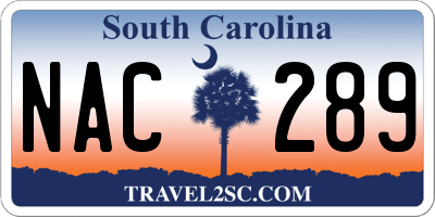 SC license plate NAC289