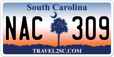 SC license plate NAC309