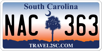 SC license plate NAC363