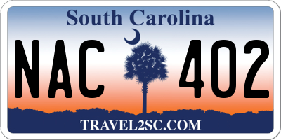 SC license plate NAC402