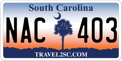 SC license plate NAC403