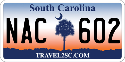 SC license plate NAC602
