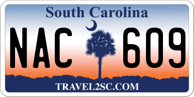 SC license plate NAC609