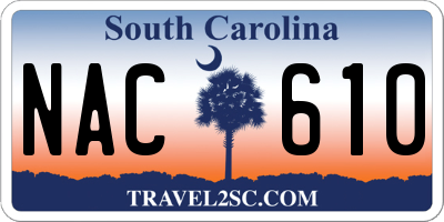 SC license plate NAC610