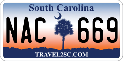 SC license plate NAC669