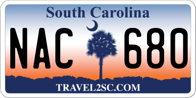 SC license plate NAC680