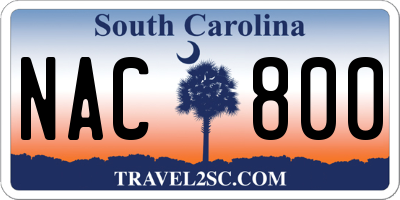 SC license plate NAC800