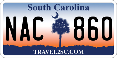 SC license plate NAC860